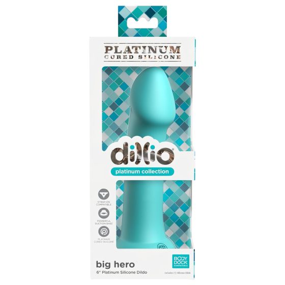 Dillio Veľký Hrdina - prísavný vibrátor (17 cm) - tyrkysový
