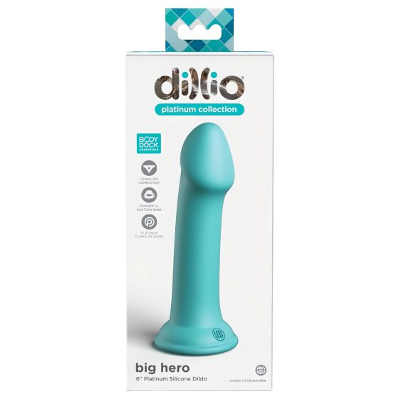 Dillio Veľký Hrdina - prísavný vibrátor (17 cm) - tyrkysový