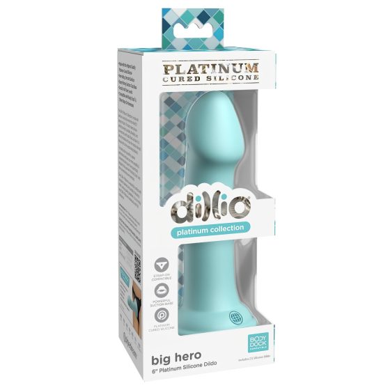 Dillio Veľký Hrdina - prísavný vibrátor (17 cm) - tyrkysový