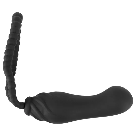 Black Velvets - nasadzovací dildo - nastaviteľný postroj - čierna