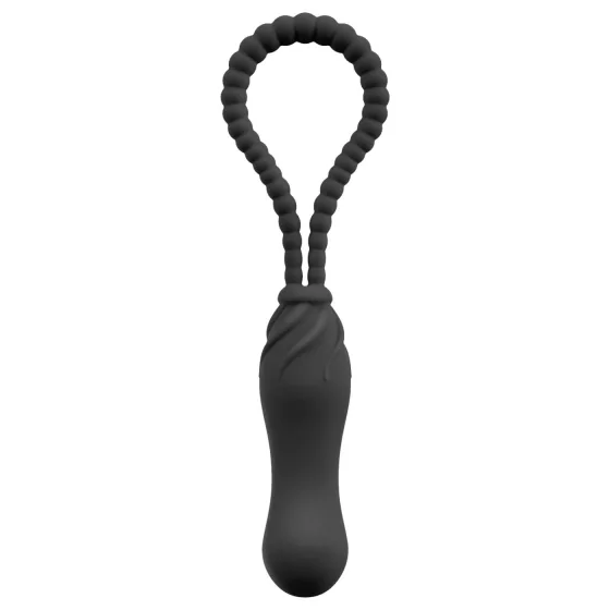 Black Velvets - nasadzovací dildo - nastaviteľný postroj - čierna