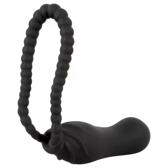 Black Velvets - nasadzovací dildo - nastaviteľný postroj - čierna