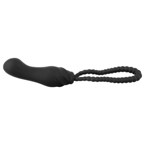 Black Velvets - nasadzovací dildo - nastaviteľný postroj - čierna