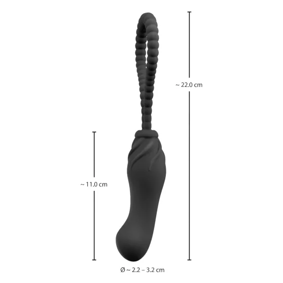 Black Velvets - nasadzovací dildo - nastaviteľný postroj - čierna