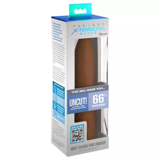 X-TENSION Elite - nastaviteľný otvorený návlek na penis - tmavý natur