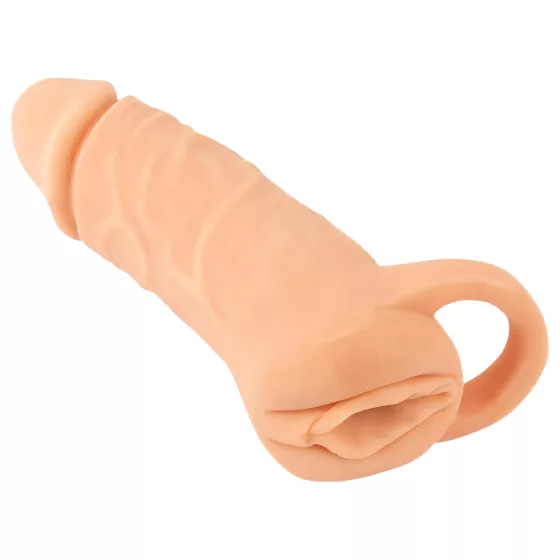Nature Skin - návlek na penis a umelá vagína - 18 cm - telová farba