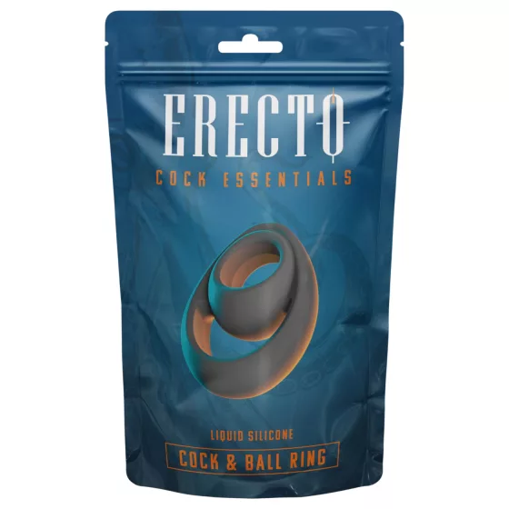 Erecto - erekčný krúžok na penis a semenníky - silný - čierny