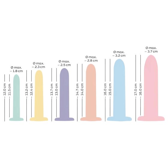 Šesť v rade - tréningová sada dild - 6 ks (farebné)