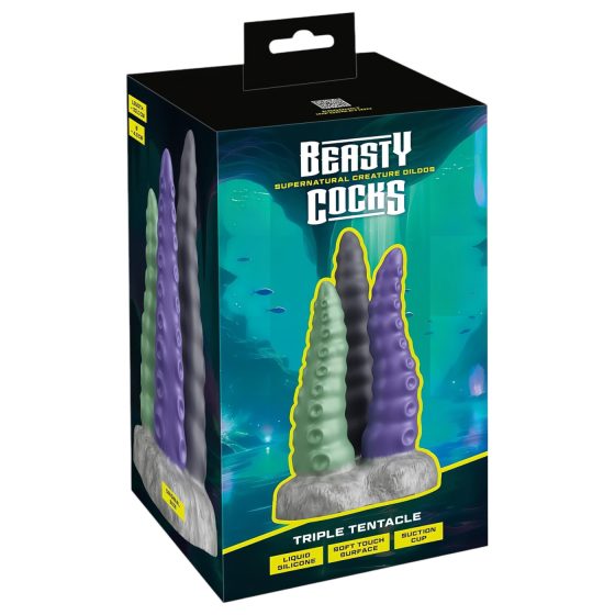 Beasty Cocks Trojité Chápadlá - trojitý chápadlový dildo