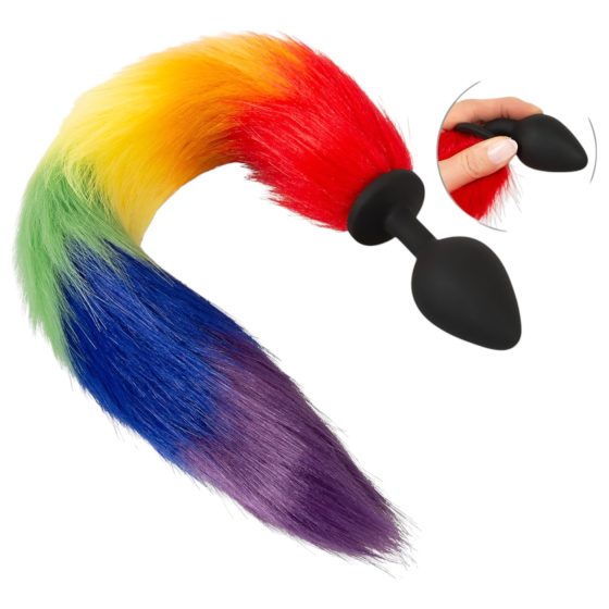 You2Toys - Silikónový análny kolík s chvostom (dúhový)