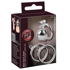   fetish collection - mini klietka na penis s 3 vymeniteľnými krúžkami na miešok (strieborná)