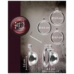   fetish collection - mini klietka na penis s 3 vymeniteľnými krúžkami na miešok (strieborná)