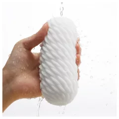 TENGA 3Dx Flow - masturbátor s vlnitým vzorom (biely)