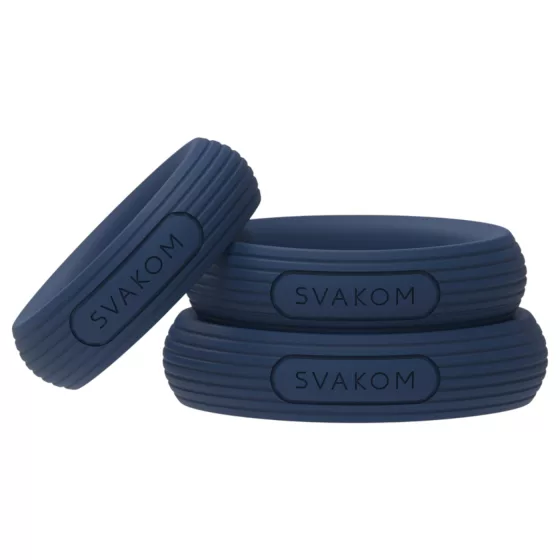 Svakom Triooo - sada mäkkých silikónových krúžkov na penis (modrá) - 3 ks