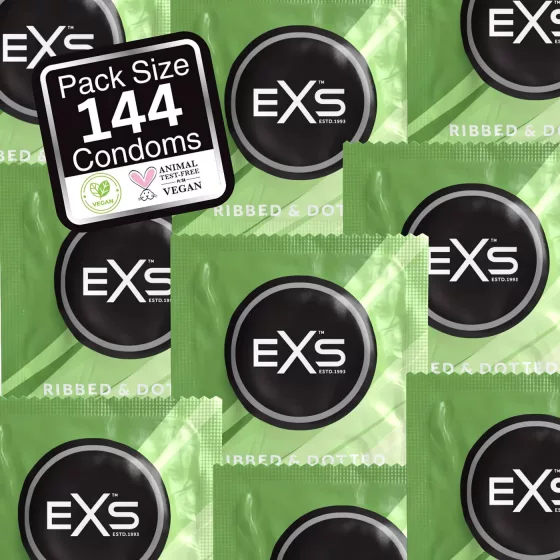 EXS - prezervatív s rebrovaním a bodkami - 144 ks