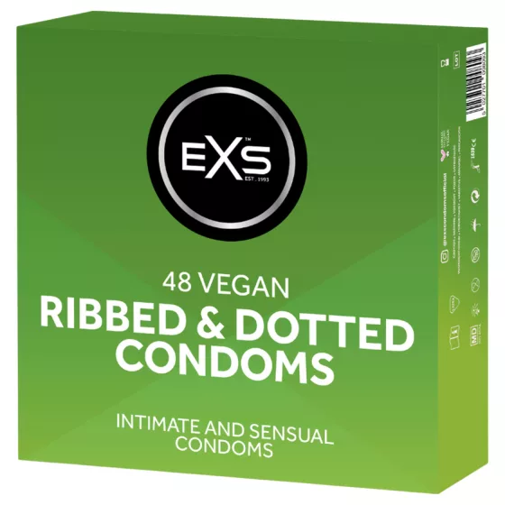 EXS Ribbed & Dotted - vrúbkovaný, bodkovaný kondóm (48 ks)