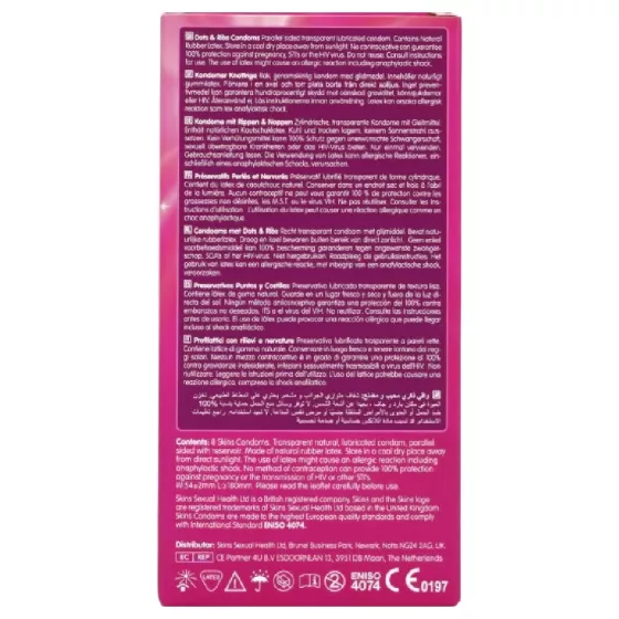 Skins - kondóm - rebrovaný a bodkovaný - 8 ks
