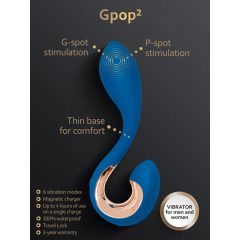   G-Vibe G-Pop 2 - Nabíjací, vodotesný vibrátor s G/P bodom (modrý)