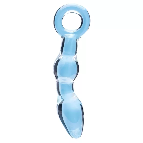 Clarity Utopian Mystique - rebrované sklenené análne dildo (priehľadné)
