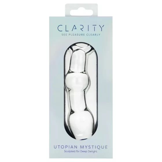 Clarity Utopian Mystique - rebrované sklenené análne dildo (priehľadné)