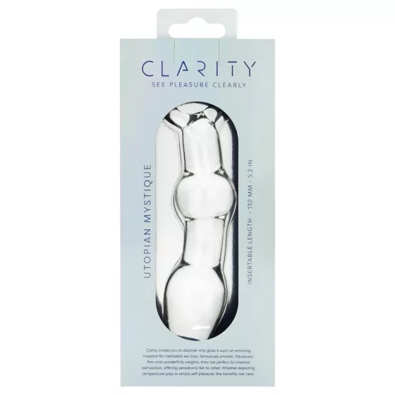Clarity Utopian Mystique - rebrované sklenené análne dildo (priehľadné)