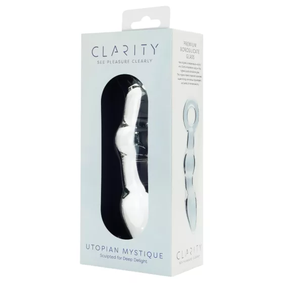 Clarity Utopian Mystique - rebrované sklenené análne dildo (priehľadné)