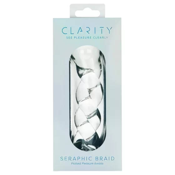 Clarity - sklenené dildo s pleteným vzorom - priehľadné