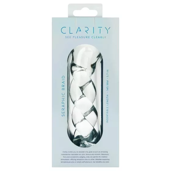 Clarity - sklenené dildo s pleteným vzorom - priehľadné