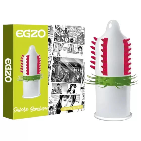 Egzo Dulche Bombero - stimulačný latexový kondóm s výstupkami - 1 ks