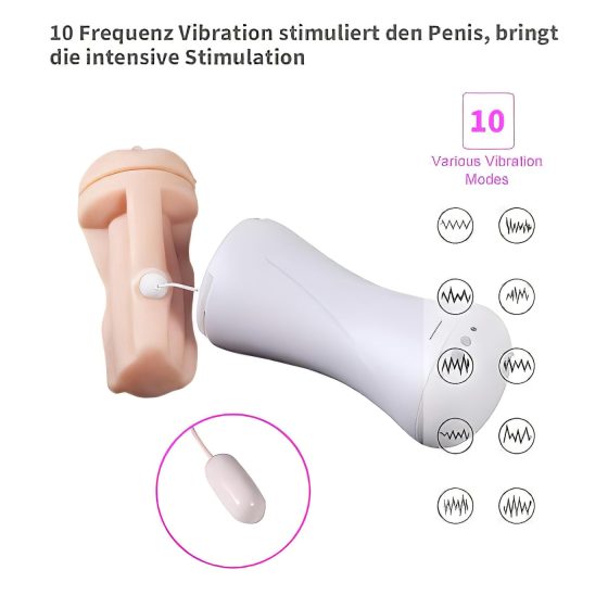Samotná radosť - nabíjateľná vibrujúca umelá mačička (biela-prírodná)
