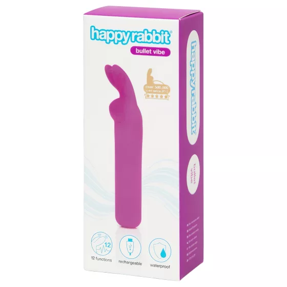 Happyrabbit - mini vibrátor s králikom - dobíjací - fialový