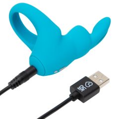   Happyrabbit Cock - vibračný krúžok na penis na batérie (modrý)