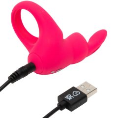   Happyrabbit Cock - vibračný krúžok na penis na batérie (ružový)