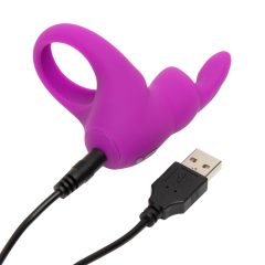   Happyrabbit Cock - dobíjací vibračný krúžok na penis (fialový)