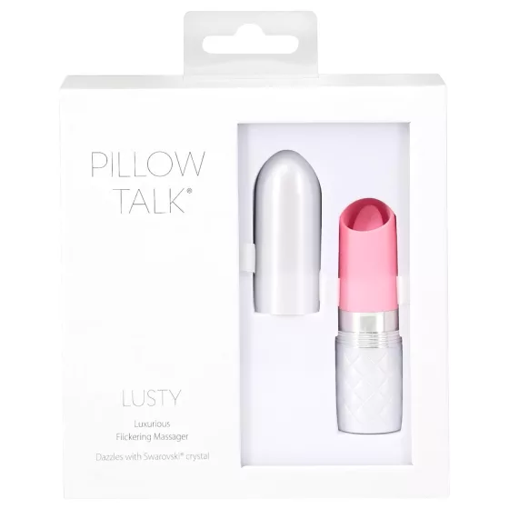 Pillow Talk Lusty - akumulátorový, jazykový tyčový vibrátor (bielo-ružový)