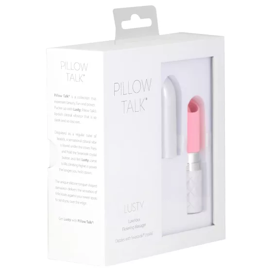Pillow Talk Lusty - akumulátorový, jazykový tyčový vibrátor (bielo-ružový)