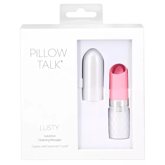 Pillow Talk Lusty - akumulátorový, jazykový tyčový vibrátor (bielo-ružový)