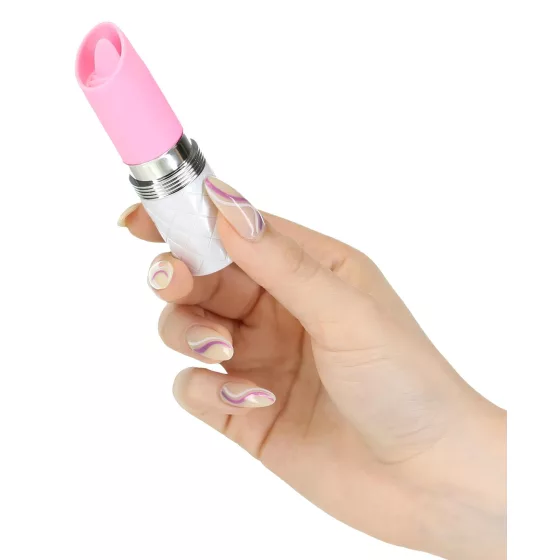 Pillow Talk Lusty - akumulátorový, jazykový tyčový vibrátor (bielo-ružový)