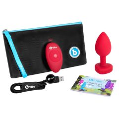   b-vibe srdce - nabíjateľný, rádiový análny vibrátor (červený)