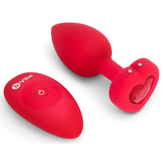 b-vibe heart - bezdrôtový análny vibrátor s rádiom (červený)