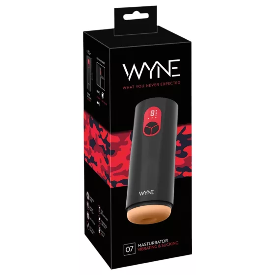 WYNE 07 - masturbátor pre mužov - vibračný a sací - čierny - akumulátorový