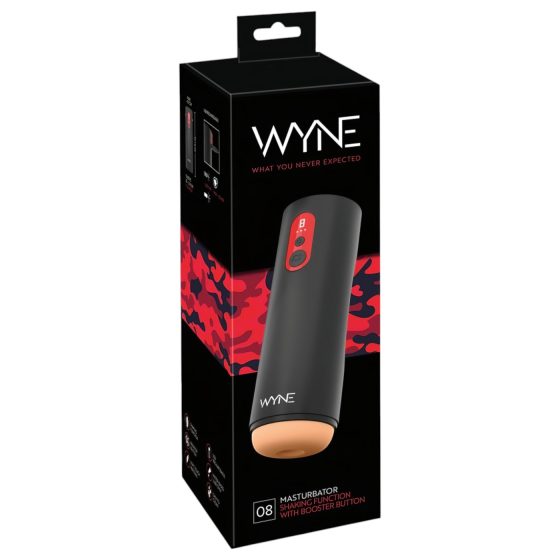 WYNE 08 - nabíjateľný pohyblivý masturbátor (čierny)