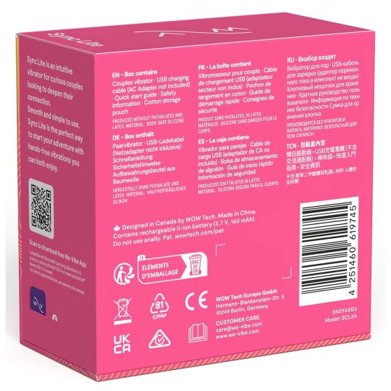 We-Vibe Sync Lite - inteligentný, bezdrôtový pár vibrátor (ružový)