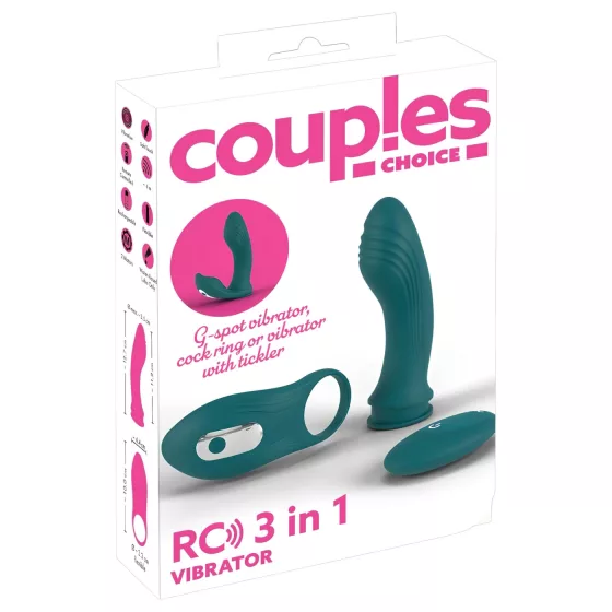Couples Choice - vibrátor pre páry 3v1 - nastaviteľný - tyrkysový