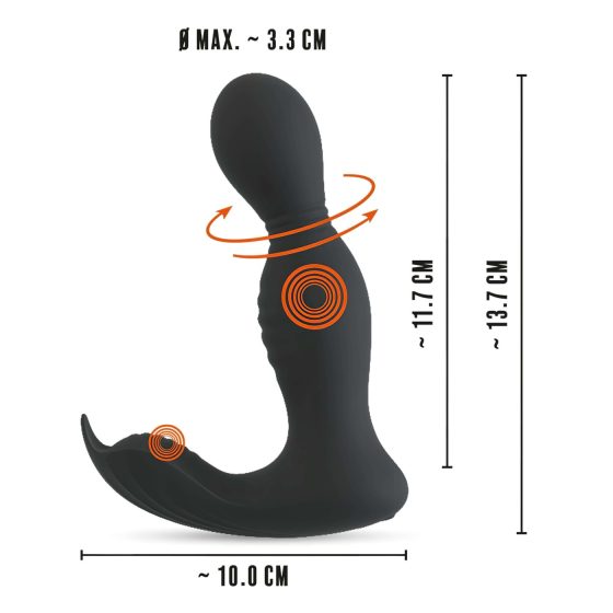 Rebel - Diaľkový 2v1 prostatický vibrátor (čierny)