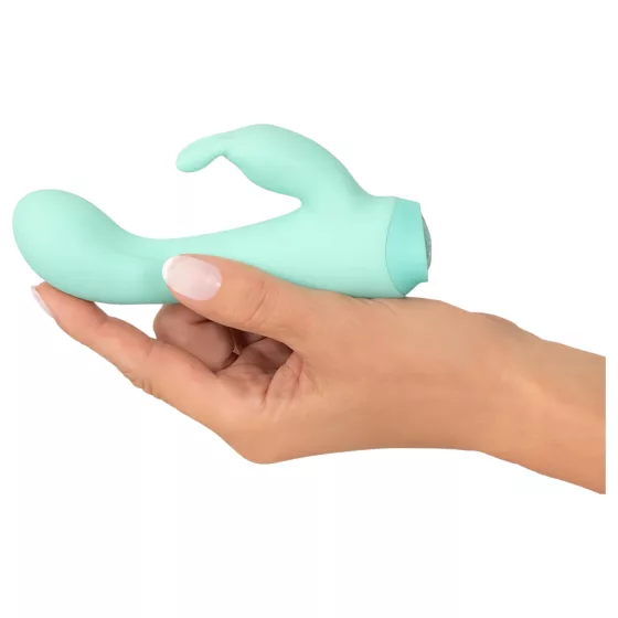 Cuties Mini 4 - akumulátorový, zajačikový vibrátor s klitorálnym ramienkom (zelený)