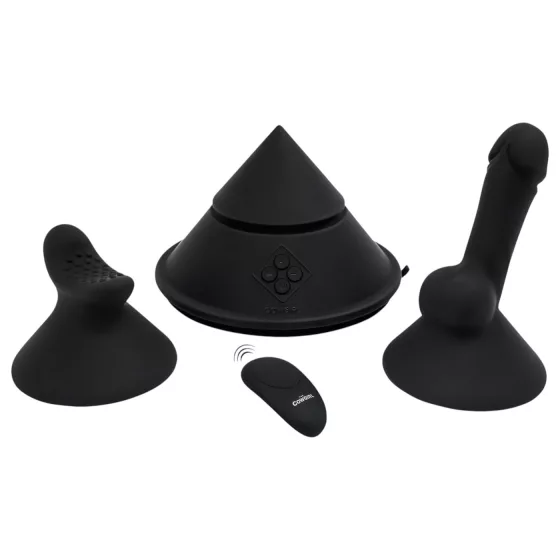 The Cowgirl Cone - prémiový sex stroj ovládaný aplikáciou - s 2 vymeniteľnými nadstavcami, 20 vibračnými režimami (čierny)