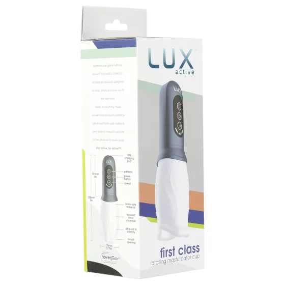 LUX Active First Class - automatický masturbátor s rotačnou hlavou - biely/sivý