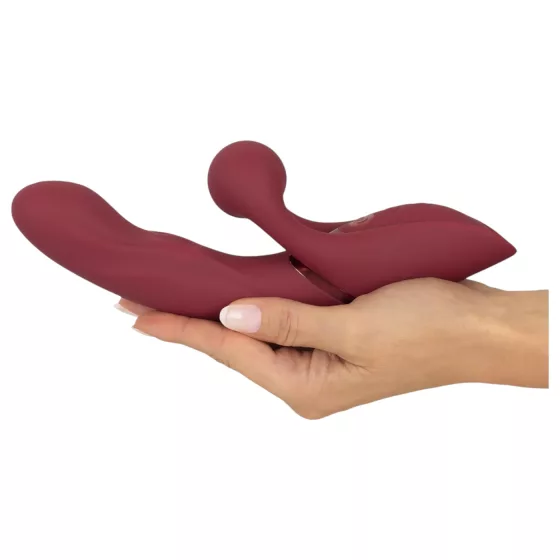 Javida - vibrátor s králičími uškami - 2 funkcie - dobíjací - červený