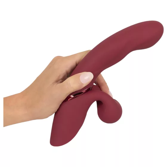 Javida - vibrátor s králičími uškami - 2 funkcie - dobíjací - červený